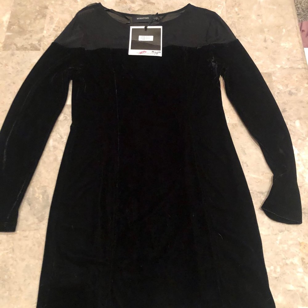 Black Velvet Dress with Lace Shoulders